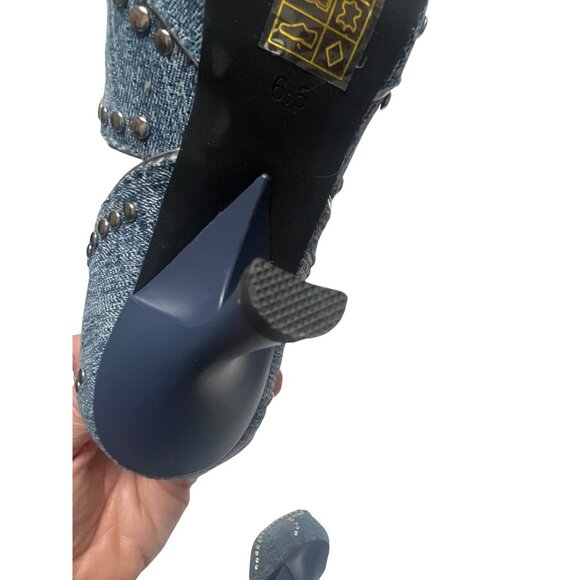 Jeffrey Campbell Spangled Denim Silver Stud Stiletto High Heels - Picture 10 of 10